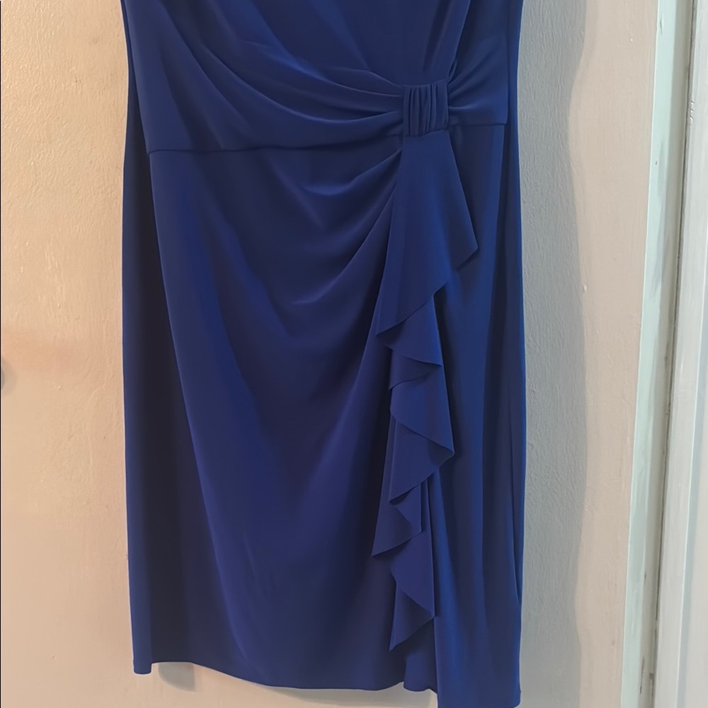 Chaps Blue Ruched Sheath Midi Dress - Picture 2 of 4